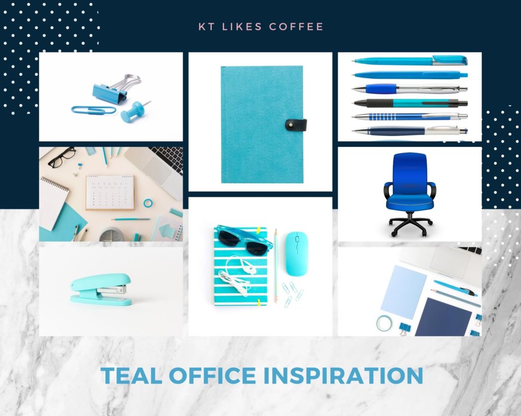 Teal office supplies collection