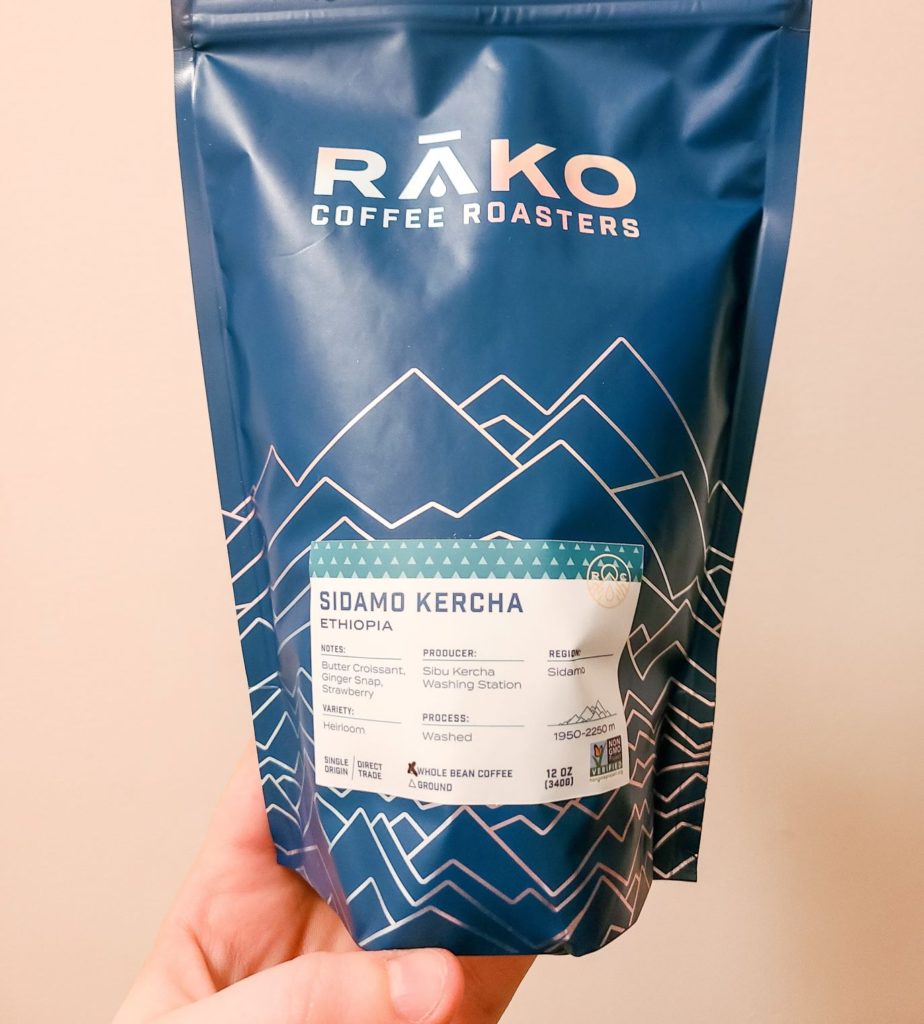 Bag of coffee from Rako Coffee Roasters in Virginia