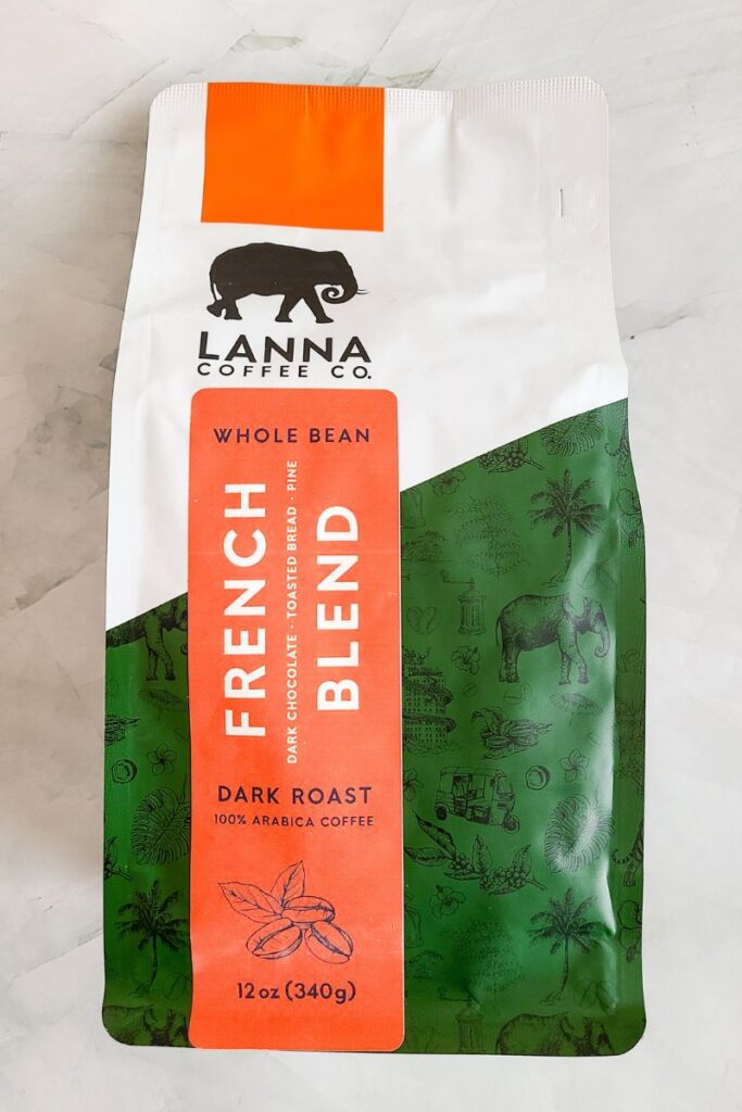 A bag of the French Bland Coffee from Thai coffee roasters, Lanna Coffee Co.