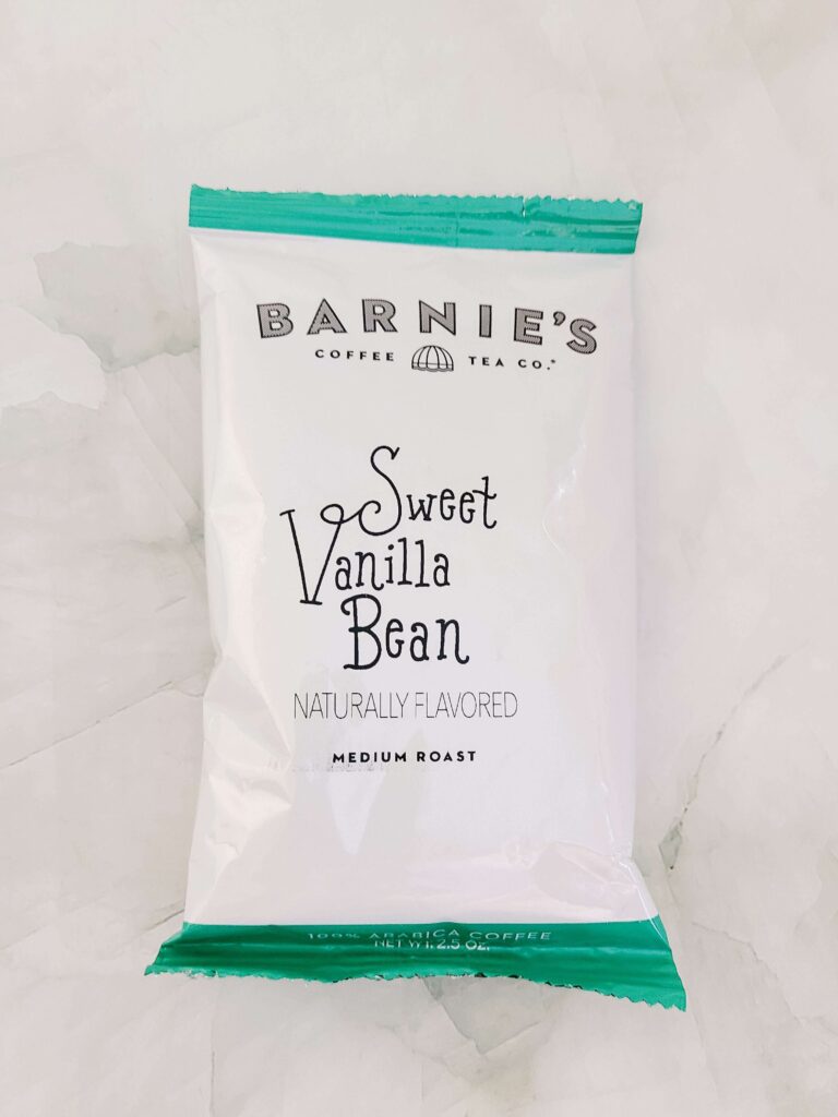 A sample bag of Sweet Vanilla Bean from Barnie's Coffee.
