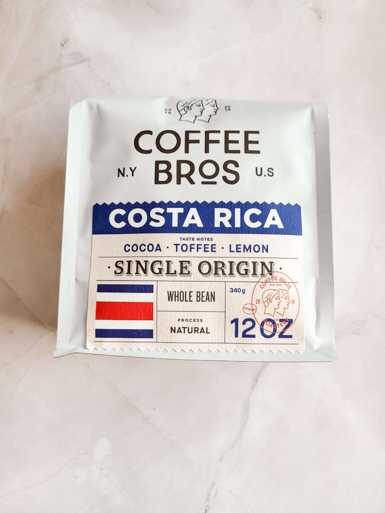 A bag of Costa Rica coffee from Coffee Bros.