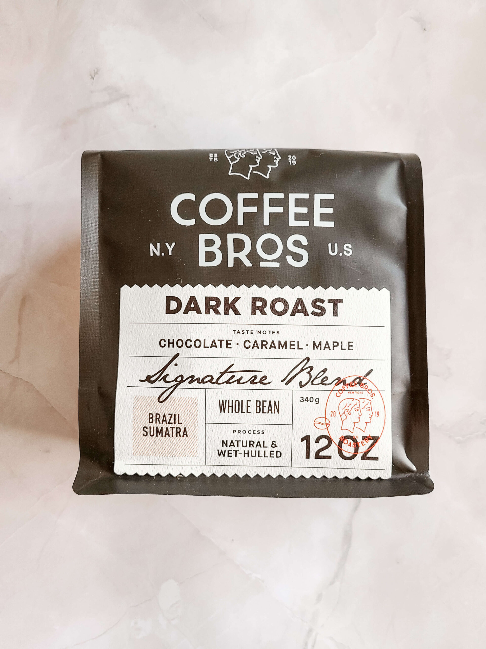 A bag of Dark Roast Coffee from Coffee Bros.