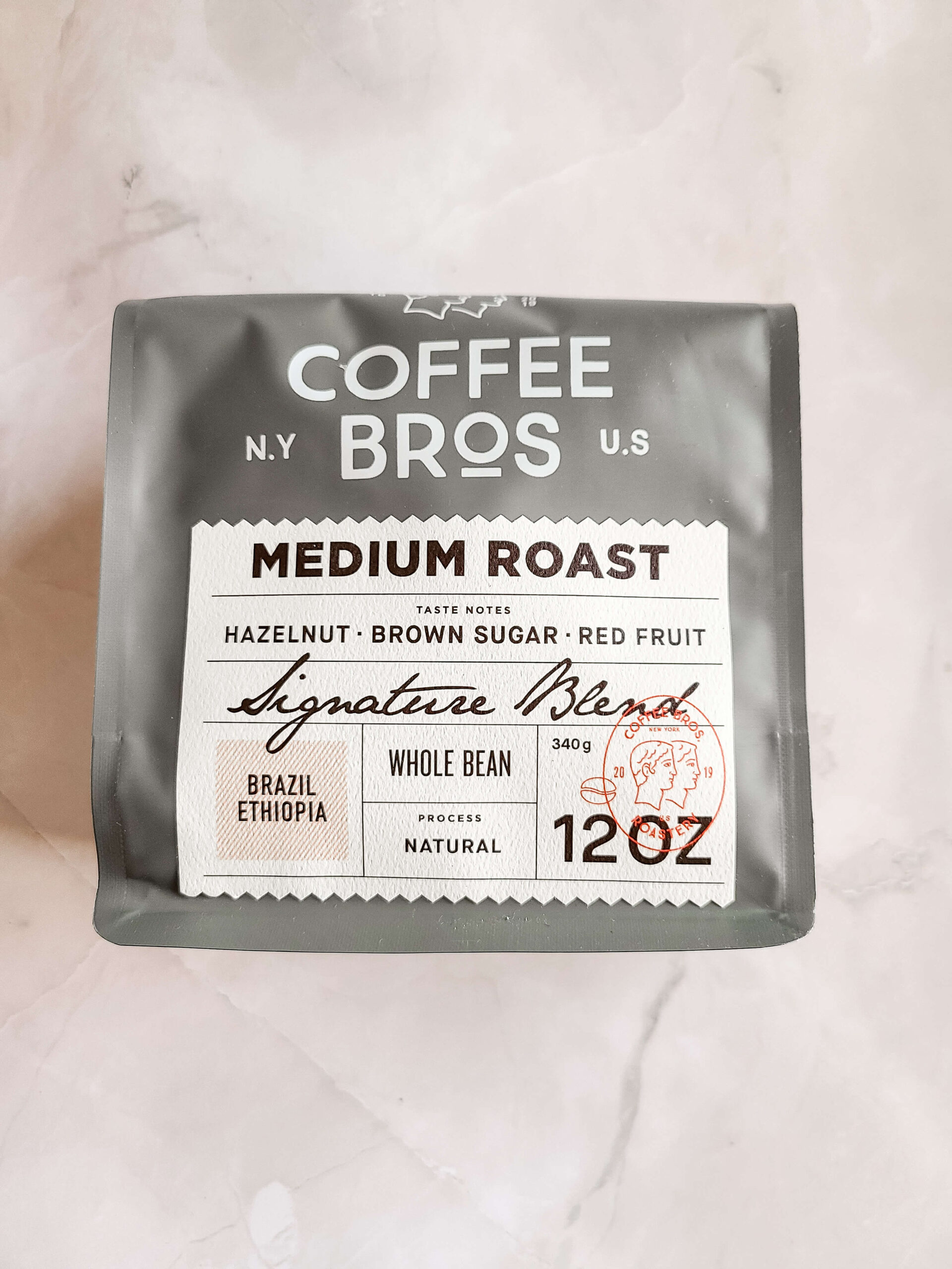 A bag of Medium Roast coffee from Coffee Bros.