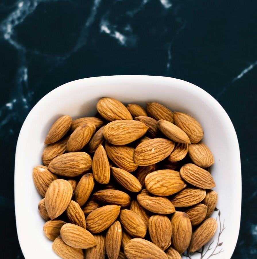 A bowl of almonds.